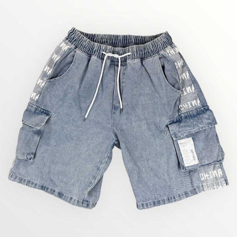 Subcrude Baggy Cargo Denim Jean Shorts Mens Blue Medium Wash Streetstyle Large